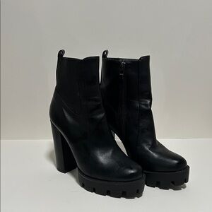 EGO Black Chunky Heeled Boots